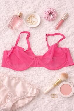 NWT Aerie Women's Smoothez Mesh Unlined Balconette Bra Hot Pink Size 32B